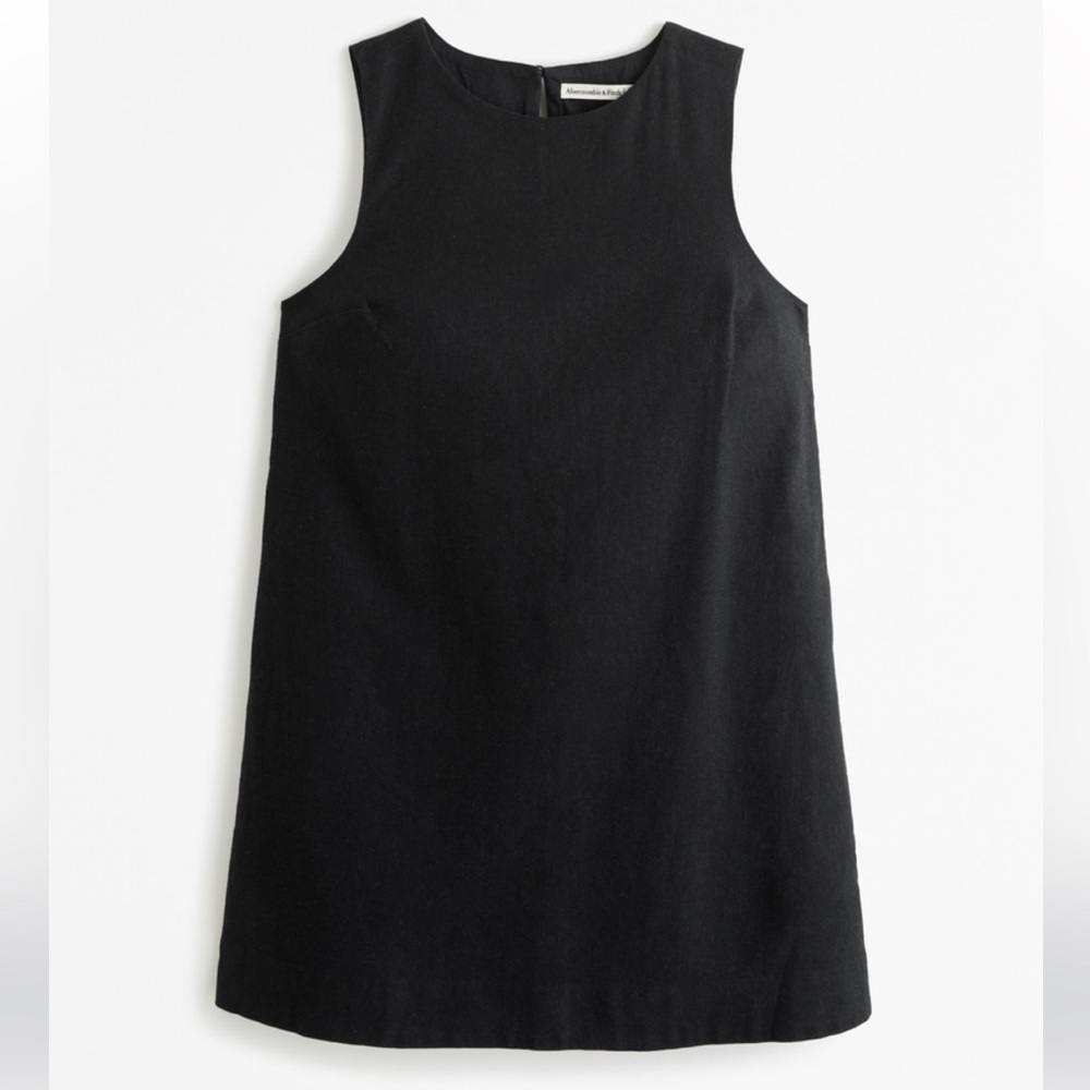 A&F High-Neck Linen-Blend Mini Dress